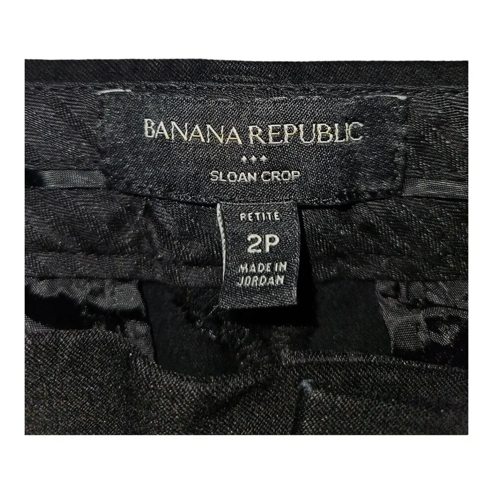 Banana Republic Sloan Crop Capris Women's 2P Black Pockets Stretch Casual Travel - Picture 2 of 9